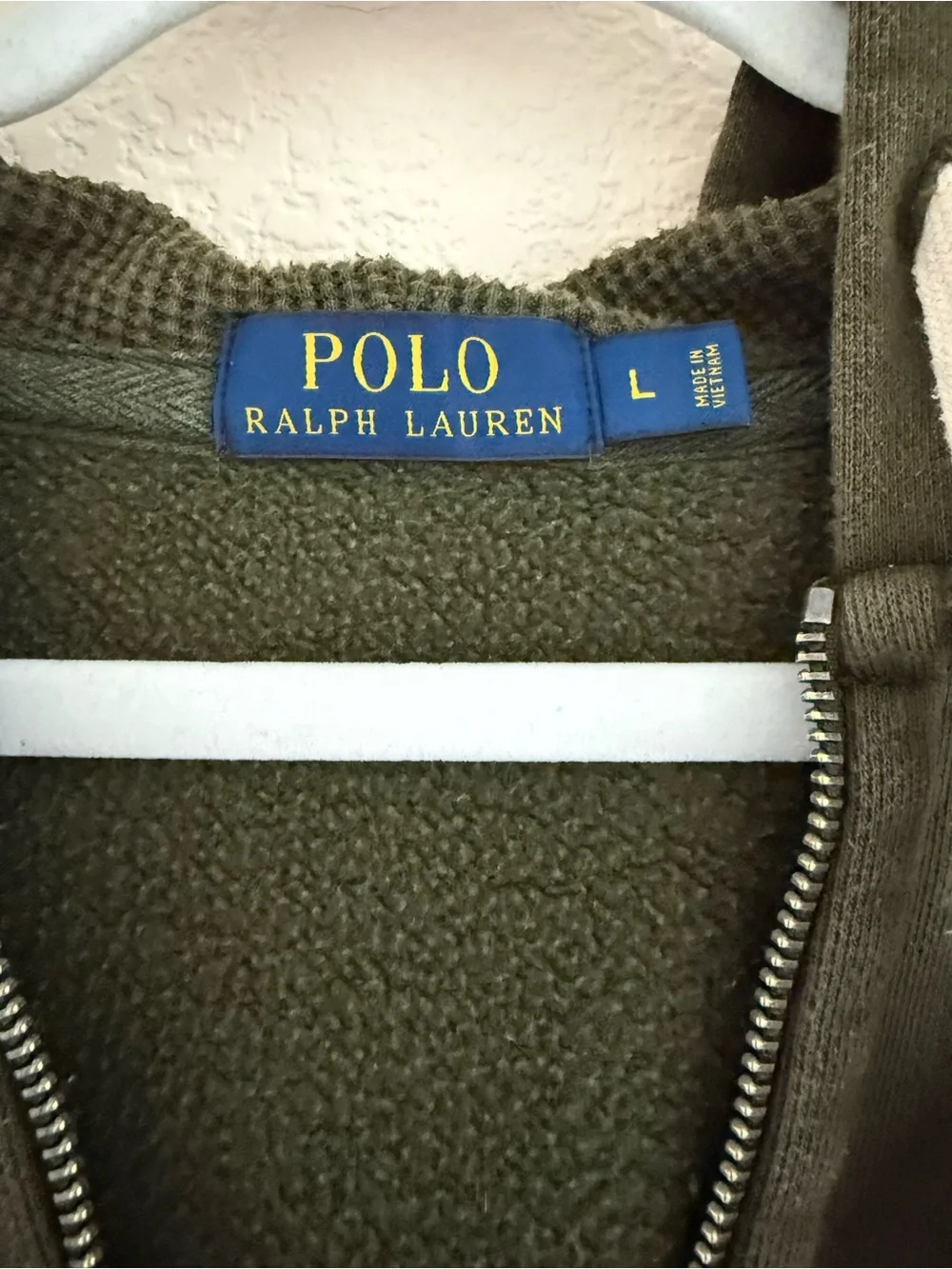 Polo by Ralph Lauren Olive Green Zip Hoodie with White Pony